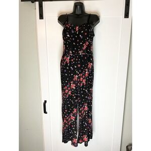 Y2K No Boundaries Brand‎ JR. SZ 11-13 strappy long jumpsuit black floral Corset